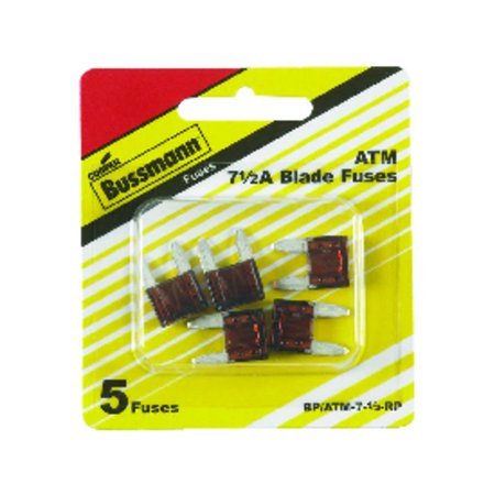 Eaton Bussmann Automotive Fuse, ATM Series, 7.5A, 32V DC, Non-Indicating, 5 PK BP/ATM-7.5-RP